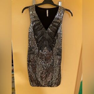Firetrap Black Dress with silver sequins